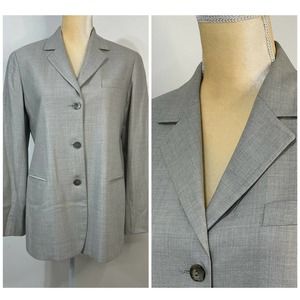 Lafayette 148 New York Wool Silk Blend Blazer Size 8 Gray Lined